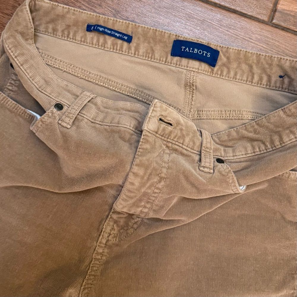 Talbots High-Rise Straight Leg Tan Corduroy Pants Women’s Size 8 Stretch - Picture 6 of 6